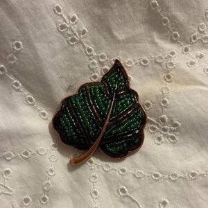 Beaded Leaf Brooch